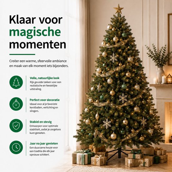 Black Box Trees Toronto - Sapin artificiel h230xd140cm - Sapin de Noël avec des aiguilles givrées réalistes - Décoration de Noël d'intérieur - Structure à charnières pour un montage rapide et facile - Vert