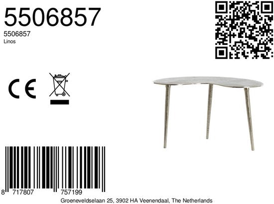 Table d'appoint Linos en bois massif de Light & Living, 67 x 49 cm - Nickel
