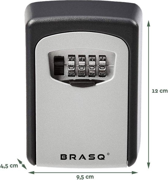 BRASQ Coffre à clés - Coffre à clés extérieur avec code - Coffre avec serrure à combinaison - Armoire à clés - KC500 - Gris