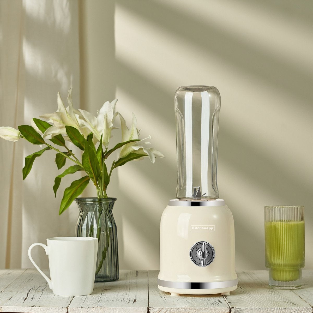 Retro blender KitchenApp- Blender à emporter - Machine à smoothie - Deux bouteilles incluses