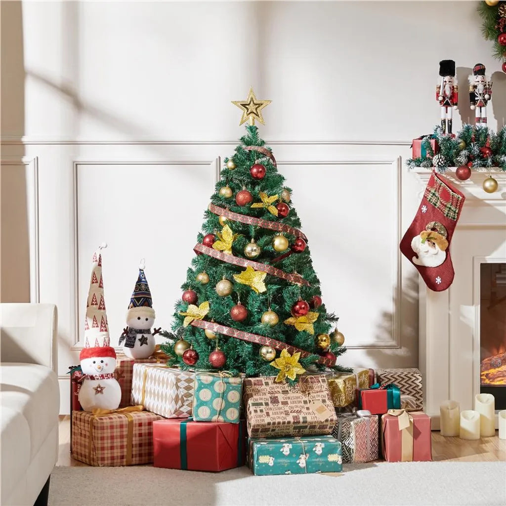 Sapin de Noël artificiel Yaheetech, 124 cm, avec socle pliable, vert
