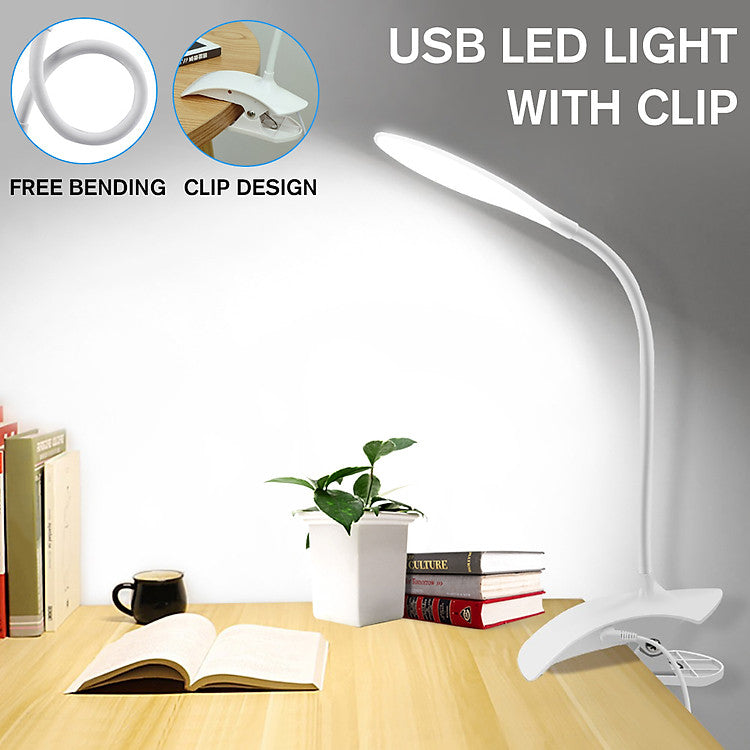 Lampe LED moderne avec pince Spot 230x410mm Blanc - USB, 4.8W