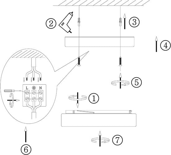 Plafonnier Ikaro 1362ZW Noir Ø18 cm - Moderne, Électronique et Verre, Steinhauer