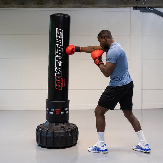 Inventus Boxing Bag Standing - 185 cm - Bâton de boxe debout - Remplissage eau / sable - Boxe et entraînement - Sac de boxe lourd - Adultes - Noir