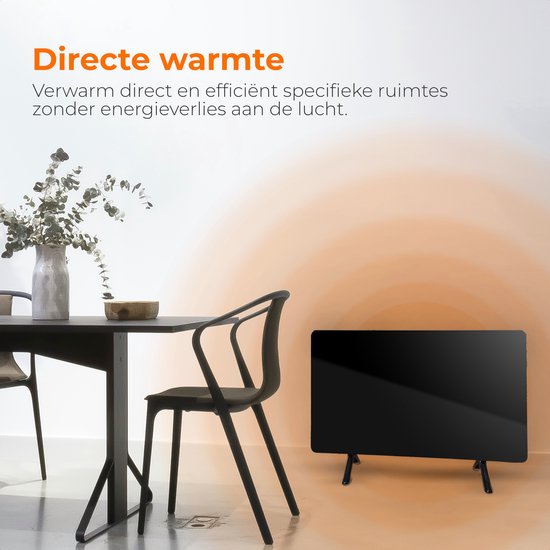 Wadu Panneau chauffant infrarouge - Panneau infrarouge portable - Thermomètre inclus - Chauffage infrarouge - 480W - Noir