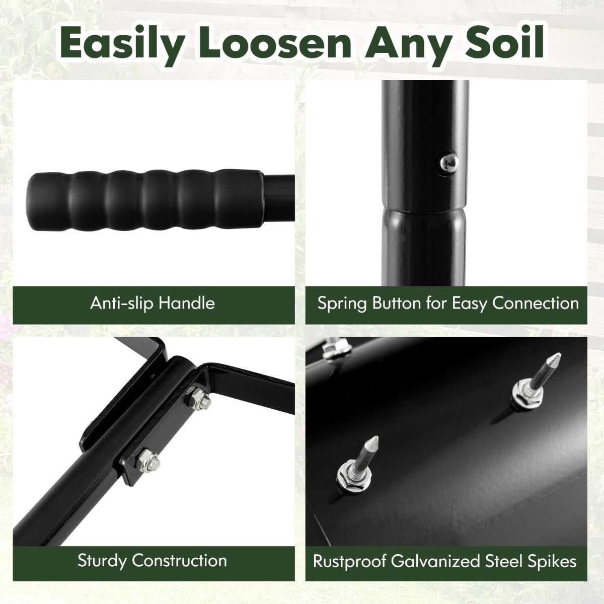 Coast Manual Lawn Aerator 44 x 128 cm - Black - Scarificateur à rouleau avec pointes et tambour remplissable