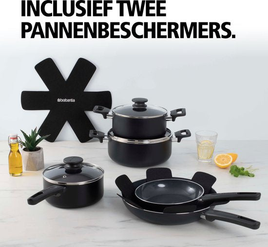 Brabantia Cooking Pleasure set - 7 pièces - Induction - Revêtement antiadhésif en céramique - 100% sans PFAS - Noir