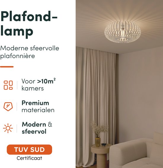Plafonnier Nolt Beige - Plafonnier E27 Lampe - Industriel - Taupe - ⌀ 40cm