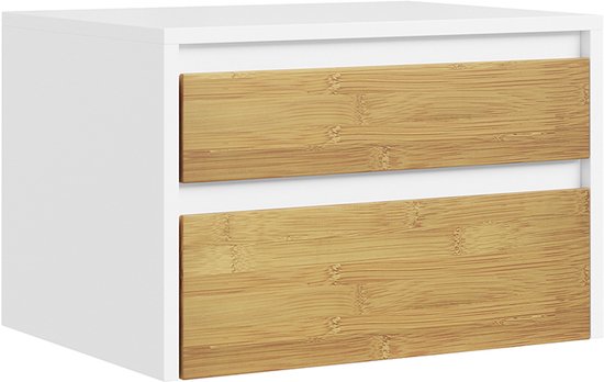 SoBuy FBT175-E-WN - Table de chevet - Blanc - 2 tiroirs - Ouverture par pression - 40 x 29 x 25 cm | FBT175-E-WN