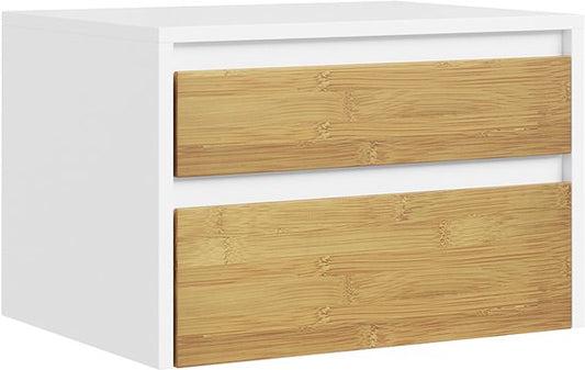 SoBuy FBT175-E-WN - Table de chevet - Blanc - 2 tiroirs - Ouverture par pression - 40 x 29 x 25 cm | FBT175-E-WN