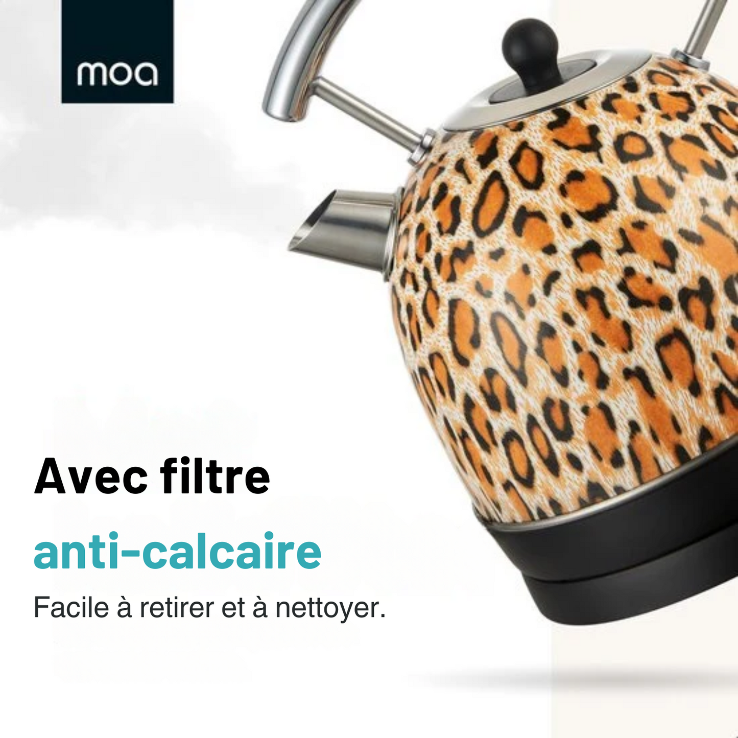 Bouilloire électrique - MOA - Retro - Acier inoxydable - Léopard