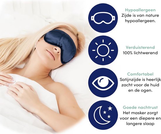 Loti Premium Silk Sleep Mask + Storage Pouch - 100% Darkening Eye Mask - Adjustable - Blindfold - Silky Soft - Anti-wrinkle - Eye Mask - Sleep Mask - Blue