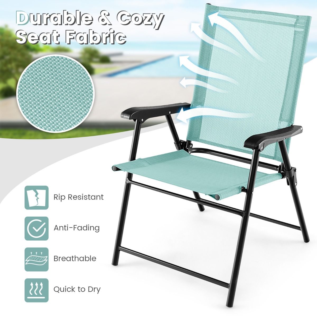 Chaises de terrasse pliantes Coast - lot de 2 - structure métallique - vert