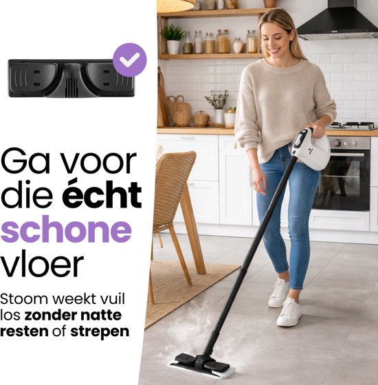 Nettoyeur vapeur 2-en-1 Hendriqs® 1500 W, 105 °C, pour sols et vitres - Serpillière électrique - Serpillière à vapeur - Nettoyeur vapeur à main - Steam Cleaner - Pour la cuisine, la salle de bains et le barbecue