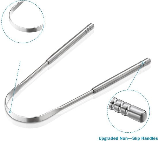 Vita Curis - Grattoir à langue professionnel - Soins bucco-dentaires - Acier chirurgical 100 % antibactérien - Nettoyeur de langue - Grattoir à langue