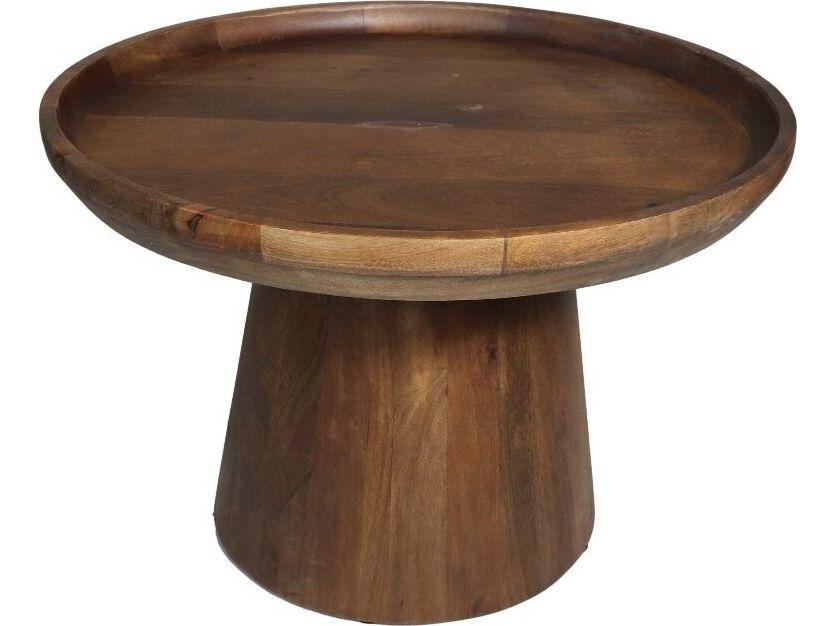 Table d'appoint Boox Drum - Bois de manguier - Marron mat - 60 x 60 x 40 cm