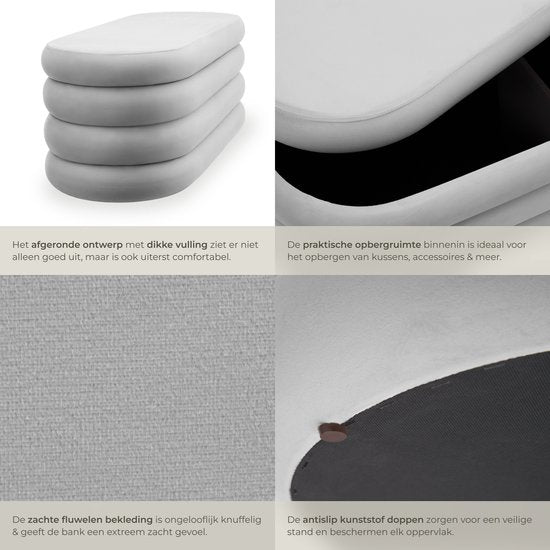 tectake® canapé rembourré Altu avec rangement - canapé élégant et pratique pour le salon, l'entrée ou la chambre à coucher - confort et fonctionnalité en un seul meuble - gris