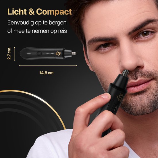 Wellshave 4 in 1 Nose Trimmer Ultimate - Tondeuse à sourcils et à poils d'oreilles tout-en-un - Tondeuse à poils de nez pour hommes - Tondeuse à sourcils