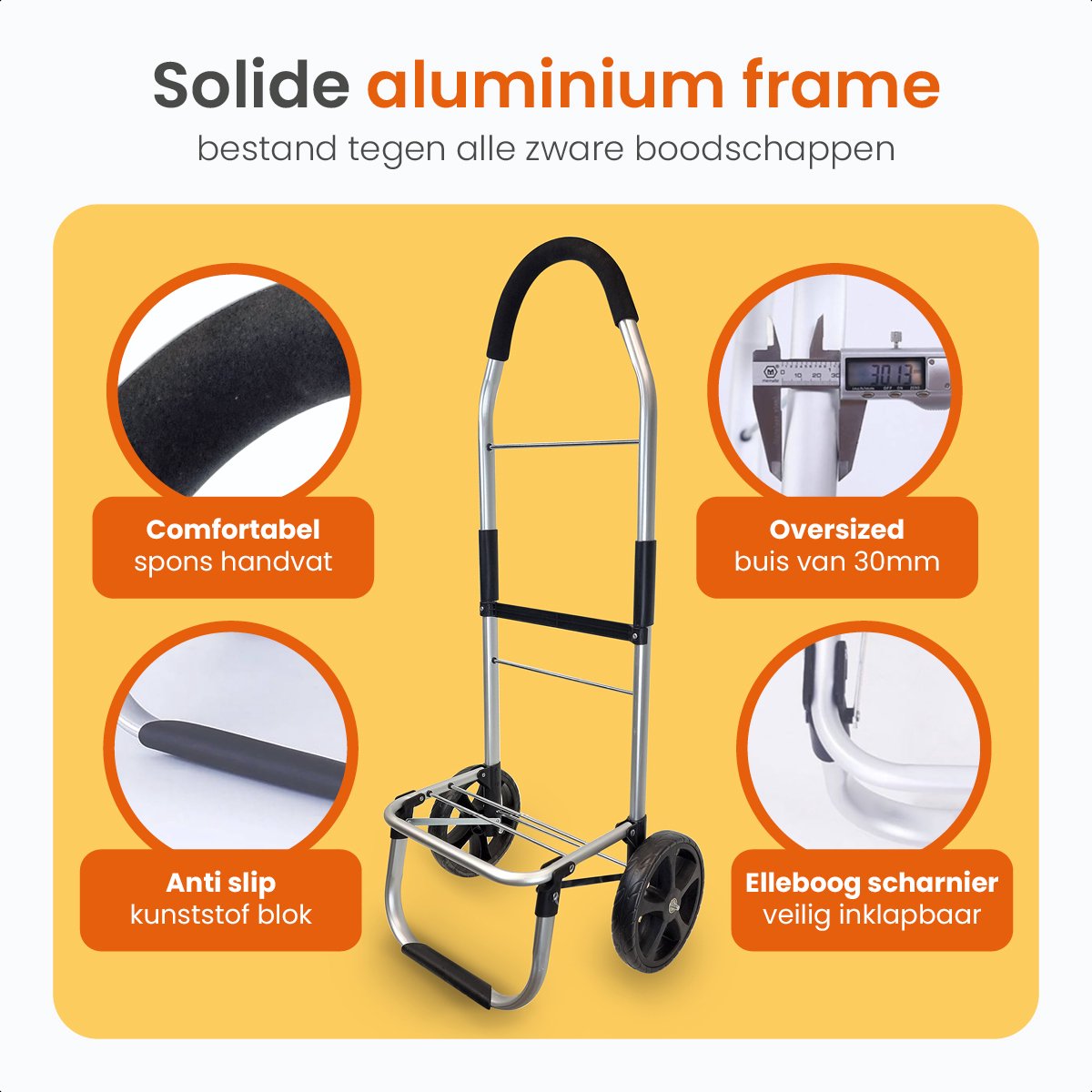 Chariot de courses - Goliving  - Avec poches latérales et compartiment réfrigérant - Pliable -  Aluminium inoxydable - 50L - Noir