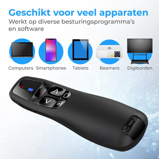 Nuvance Presentation Clicker - Laser - Pointeur - Présentateur - Récepteur USB - Adaptateur USB C inclus - Clicker