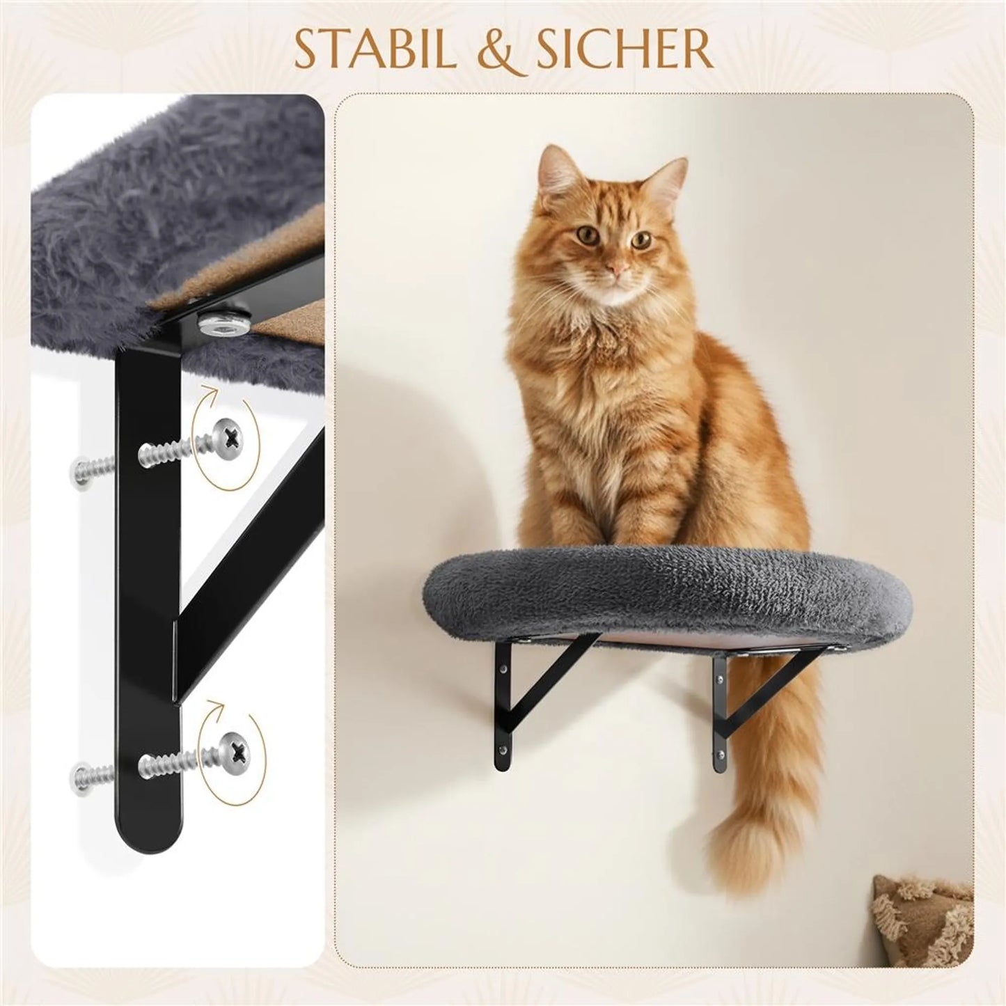 Yaheetech Meuble mural pour chat - 49 x 30 x 40 cm - équipé d'un terrier et d'un panier de couchage pour chat, de griffoirs en sisal et de plates-formes multiples - pour 1 à 5 chats - peluche et métal gris foncé