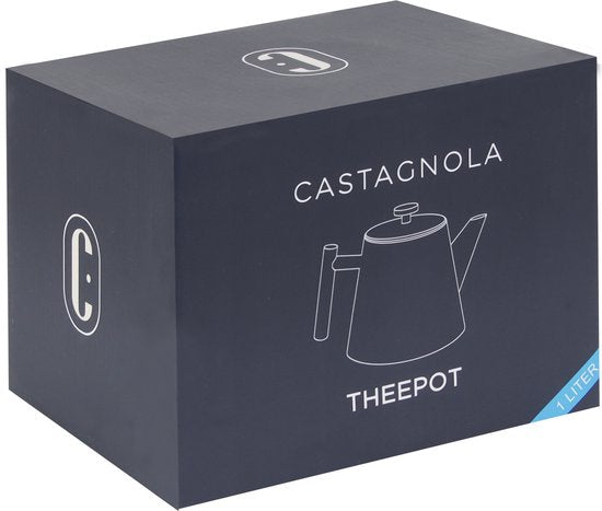 Théière Castagnola avec filtre - Théière à double paroi - Thermos en acier inoxydable - Pichet isotherme 1 L - acier inoxydable - Argent brossé