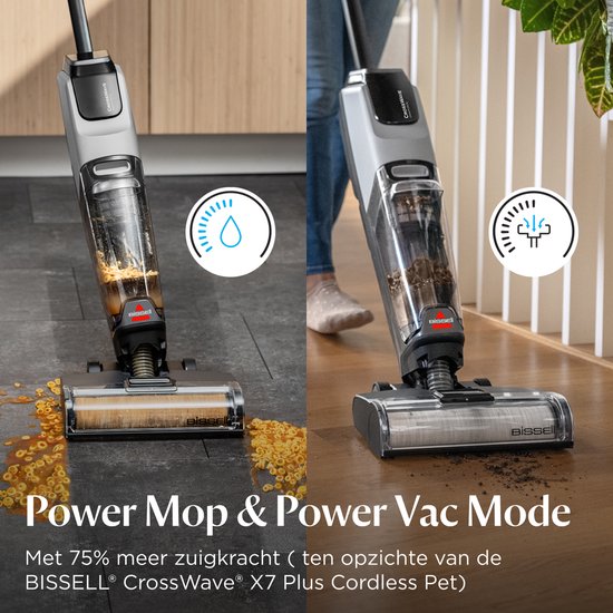 Nettoyeur de sol BISSELL CrossWave® OmniForce™ Select - Aspirateur sans fil avec fonction de lavage - Nettoyeur de taches pour sols durs - Aspirateur balai sans fil - Aspirateur 2 en 1 avec LED - Très puissant : 31 aW - Technologie ZeroGap™ - 3912 N