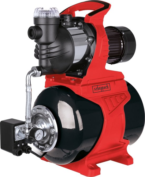 Pompe à eau domestique - Scheppach - HWW1400c - 1 300 W - 6 000 L/h - 4,8 bars - Hauteur de refoulement max. 44 m - Capacité du réservoir : 24 L