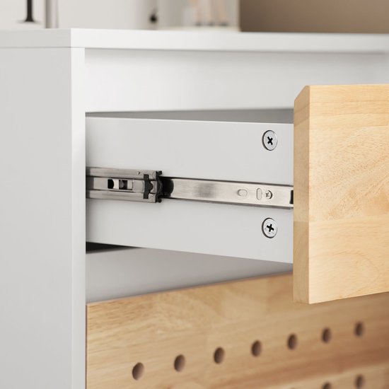 SoBuy ASK06-WN Armoire de bureau - Armoire à imprimante blanche avec tiroirs et roulettes