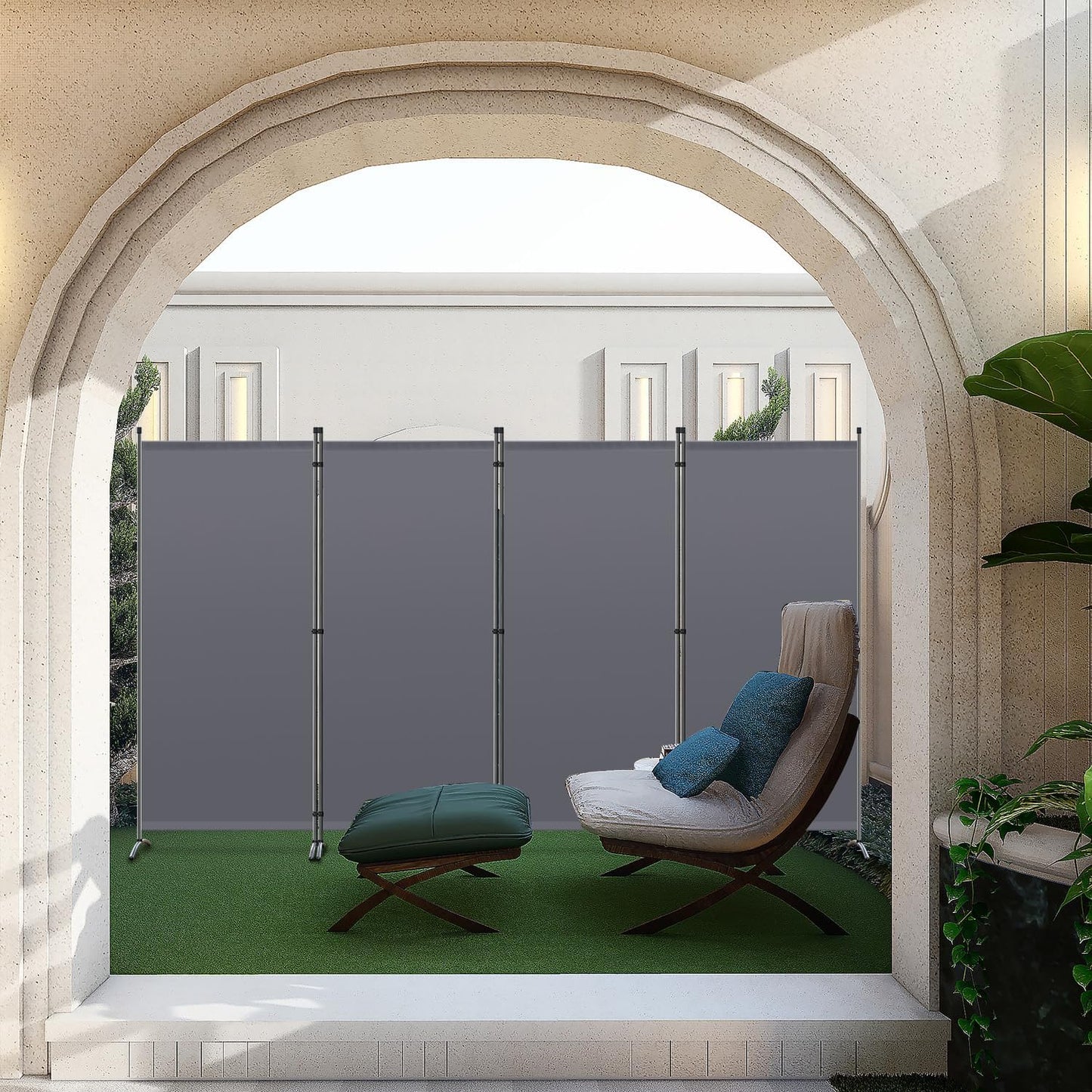 Angel Living Paravent 4 pièces - Cloison pliante 324 x 170 cm - Protection contre l'invisibilité pour l'intérieur et l'extérieur (jardin, salon, chambre à coucher, bureau) - Gris