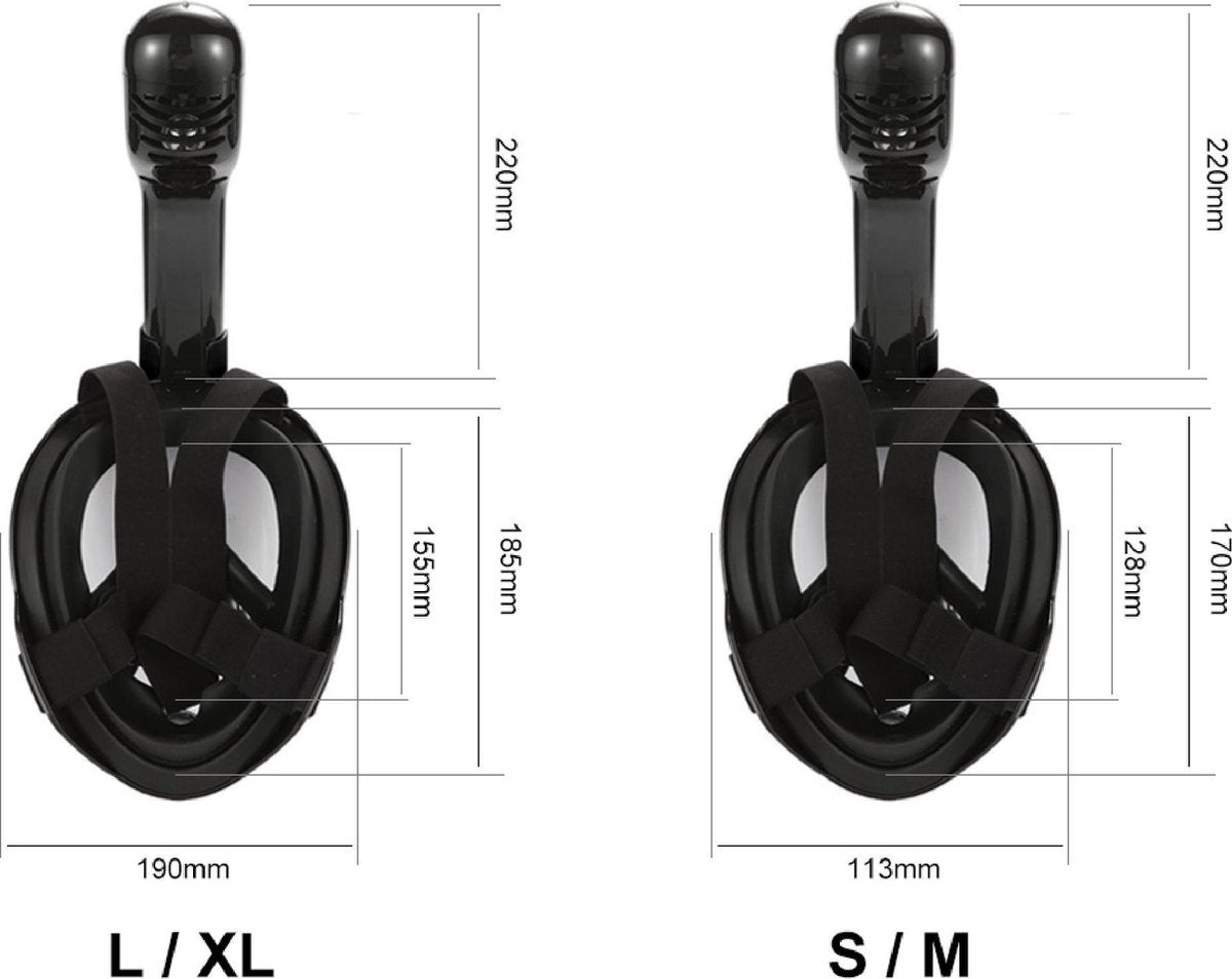 Gadgy Snorkelmasker Volwassenen S/M- Snorkelset Zwart - Full Face Duikmasker - Duikbril met Snorkel - Snorkelen en duiken in 2024