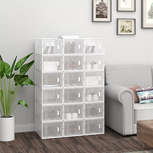 Boîtes de rangement pour chaussures Woltu - Plastique - 18 pièces - 25x19x35 cm - Transparent