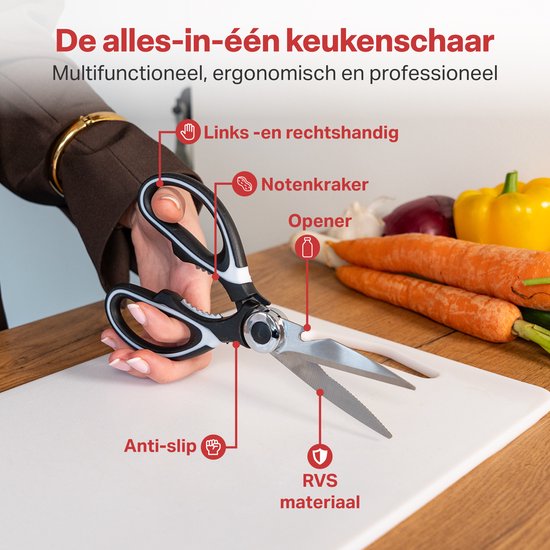 AoraKitchen Ciseaux de cuisine - Ciseaux à viande - Acier inoxydable - Ciseaux de ménage - Ciseaux de jeu - Ciseaux pour droitiers et gauchers - Lavable au lave-vaisselle