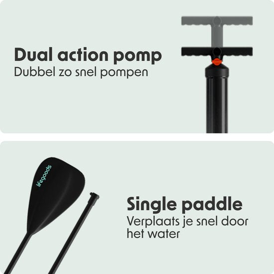 LifeGoods SUP Board All-round Compact - Capacité de charge 100 KG - 300 x 76 cm - Gonflable - Pack SUP complet - Vert menthe