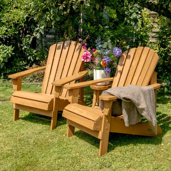 Chaise AXI Carmen Adirondack marron – Fauteuil de détente en bois avec accoudoirs – Dossier haut – 90,5 x 78,4 x 93 cm