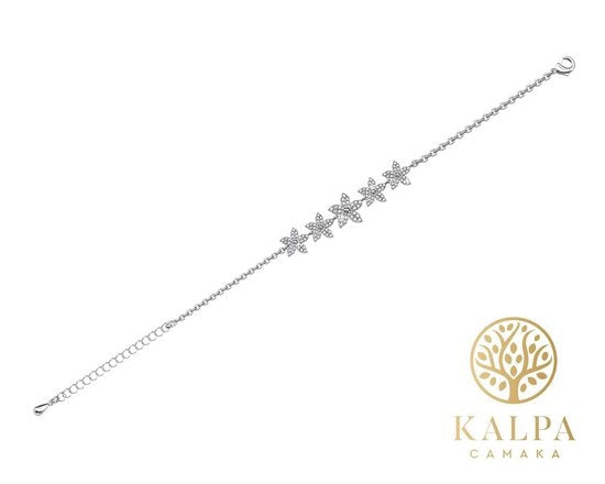 Yolora Ladies Floral Bracelet with Kalpa Camaka Crystals - Silver - 18K White Gold Plated - Gift Box - Mother's Day Gift