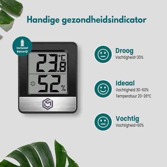 Ease Electronicz Hygromètre - Humidimètre - Station météo numérique - Humidimètre - Thermomètre d'intérieur - Pile incluse