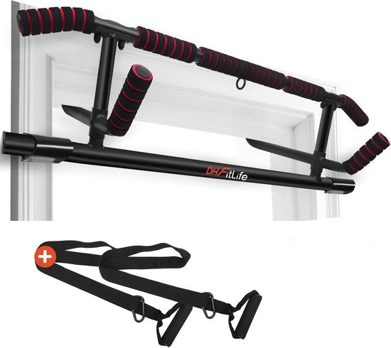 DH FitLife - Barre de traction pour encadrements de porte - Sans vis - Avec Slingtrainer - Pour encadrements de porte de 70 à 92 cm