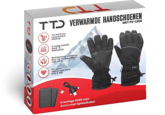 TTD® Gants chauffants Deluxe L - Cuir PU - Gants chauffants