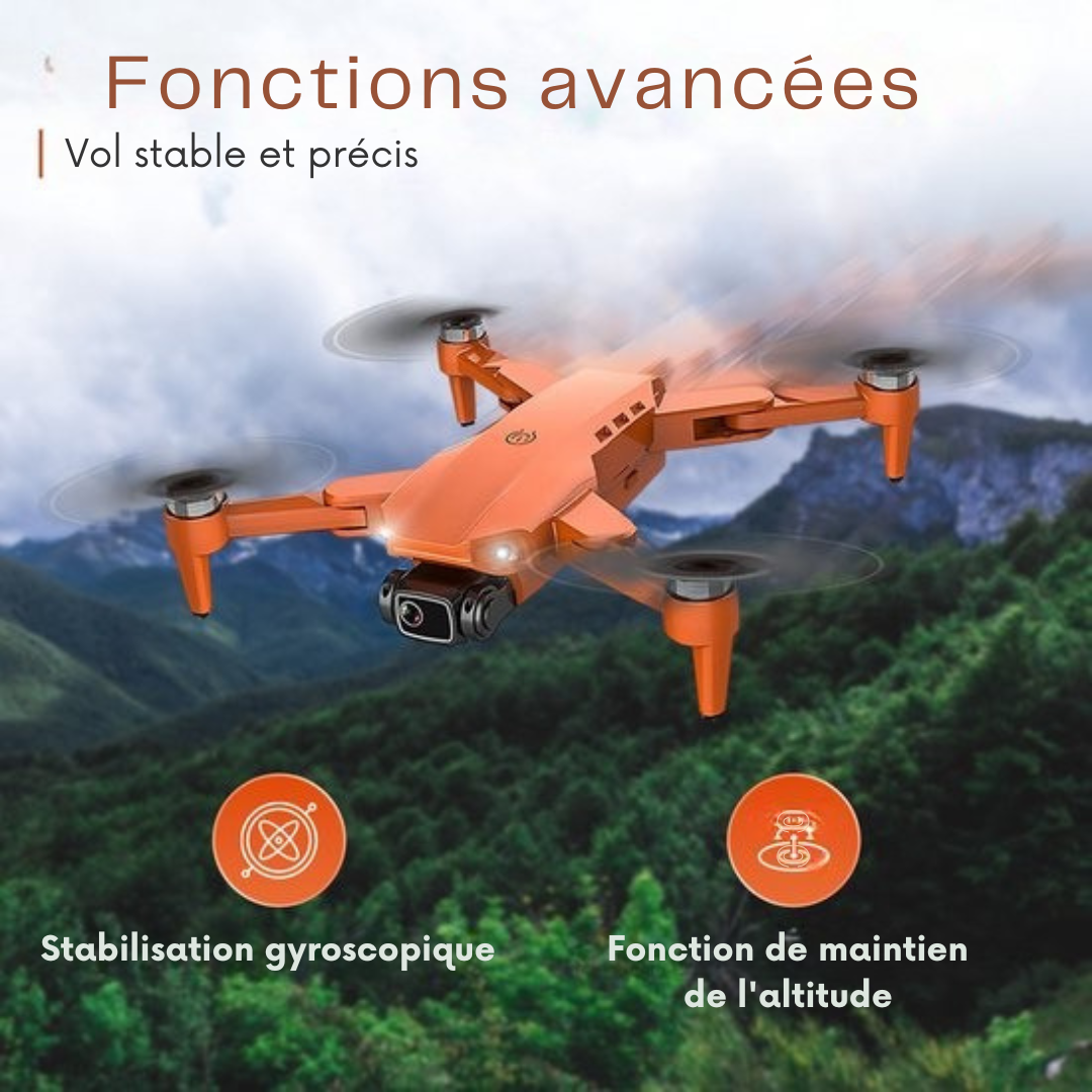 PuroTech Ultra Smart Drone - Caméra UHD 4K - Drone avec caméra pour extérieur/intérieur - Double caméra Full HD 4K - Zoom 50x - 3 batteries - 84 minutes de vol - Photo - Vidéo - Quadcopter