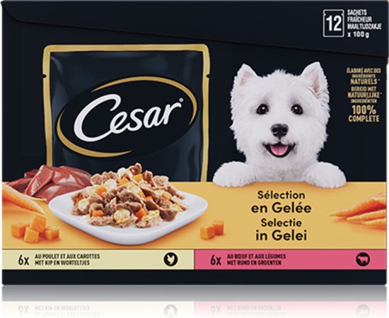 Cesar Meal Pouches Multipack Adult In Jelly - Croquettes pour chien - 4 x 12 pièces