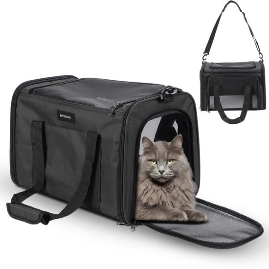 Volcan Travel Bag Cat - Panier de voyage - Sac de transport pour chats - Boîte de transport avec Top Loader - Panier de transport Anthracite