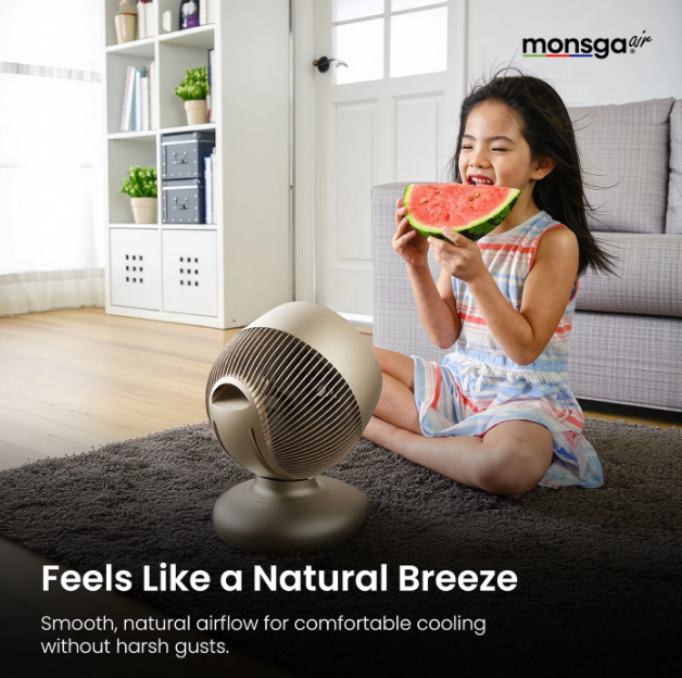 Ventilateur de table Monsga AC200 Turbo - 30 dB, ultra-silencieux - Oscillation à 360° - Télécommande