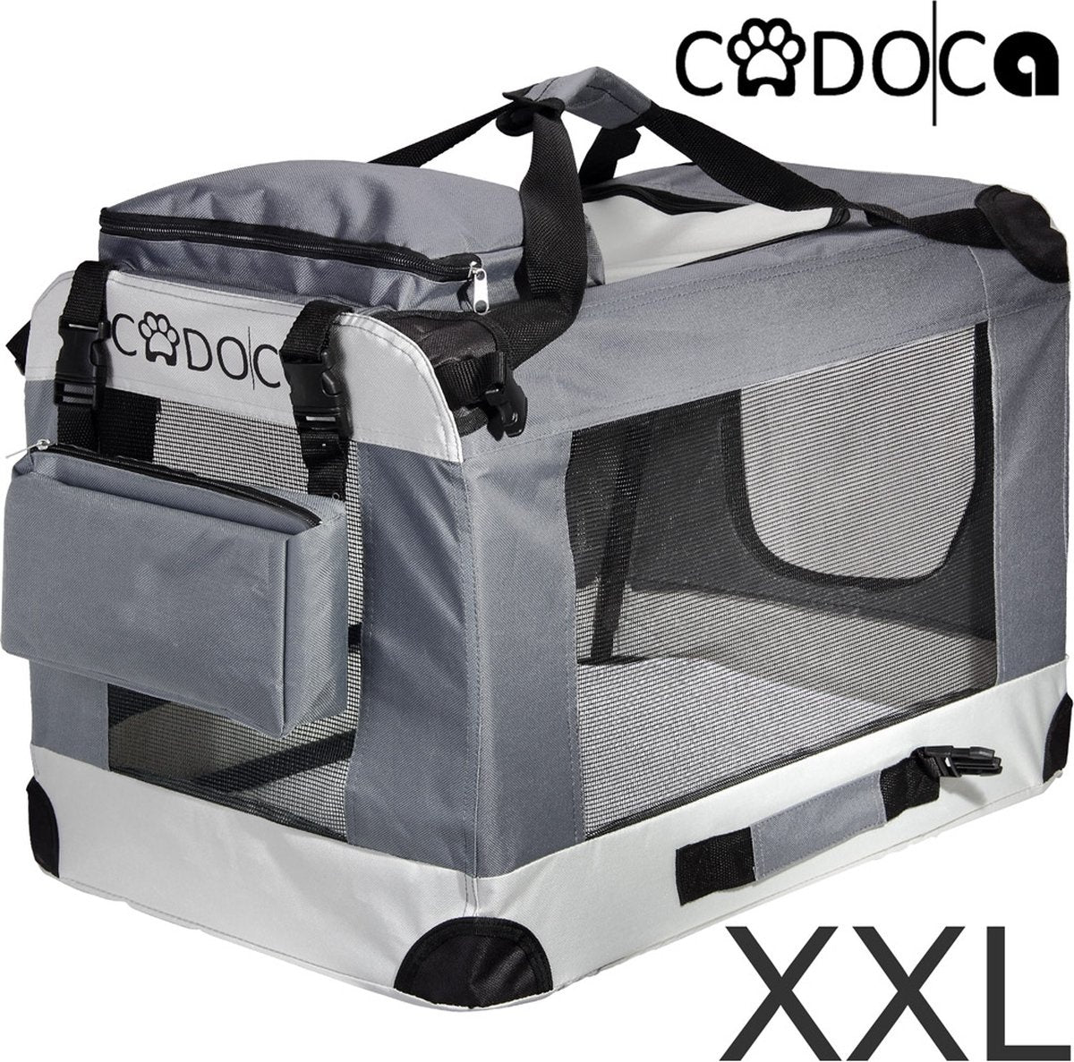 Cadoca Boîte de transport pour chiens XXL 92 x 64 x 64cm gris