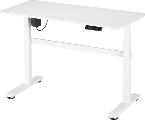 Bureau assis-debout électrique réglable en hauteur - 118 x 58 cm - blanc