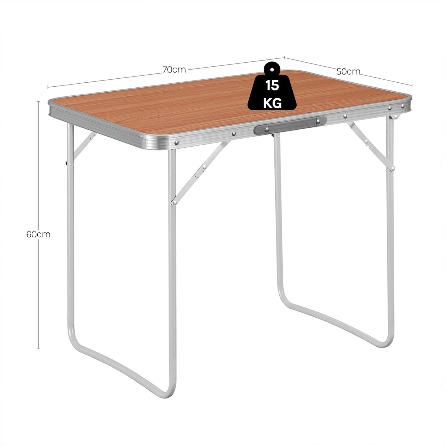 Table de camping Woltu - Max. 40 kg - 70 x 50 x 60 cm - Chêne