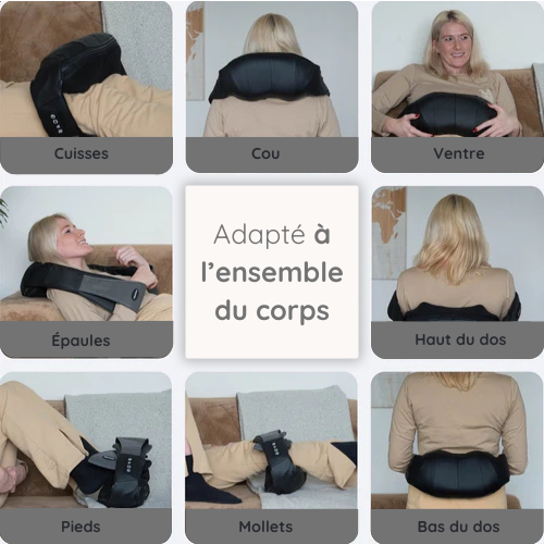 Masseur - Life products - Coussin de Massage Shiatsu - Sans fil Rechargeable - Noir