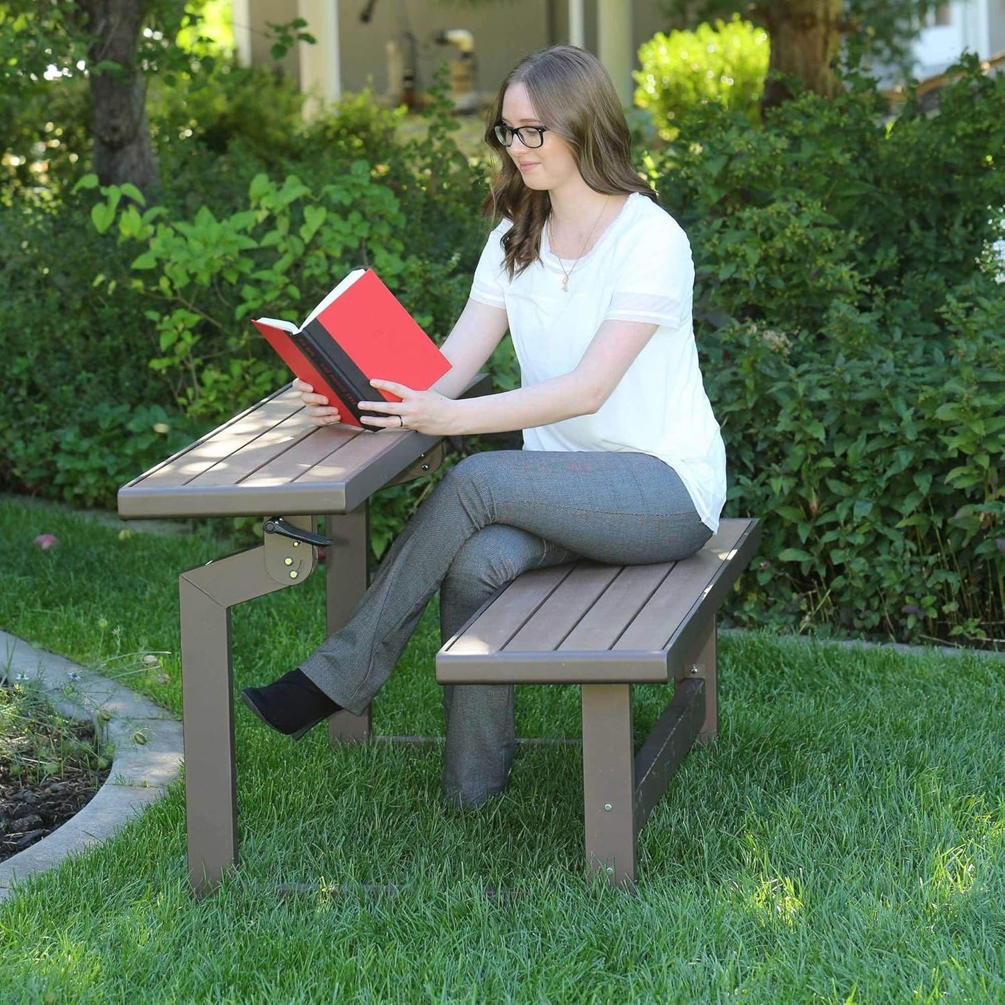 Table banc convertible lifetime - 140 x 88 x 36 - Marron
