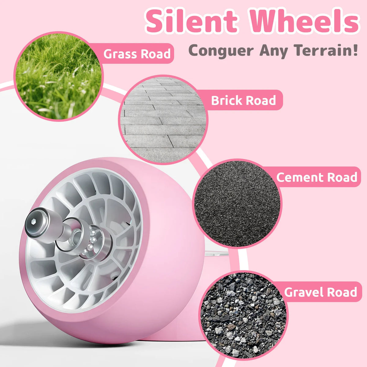 Trottinette pour enfants Neuleb à 4 roues - Siège pivotant - Réglable - Rose - De 3 à 8 ans