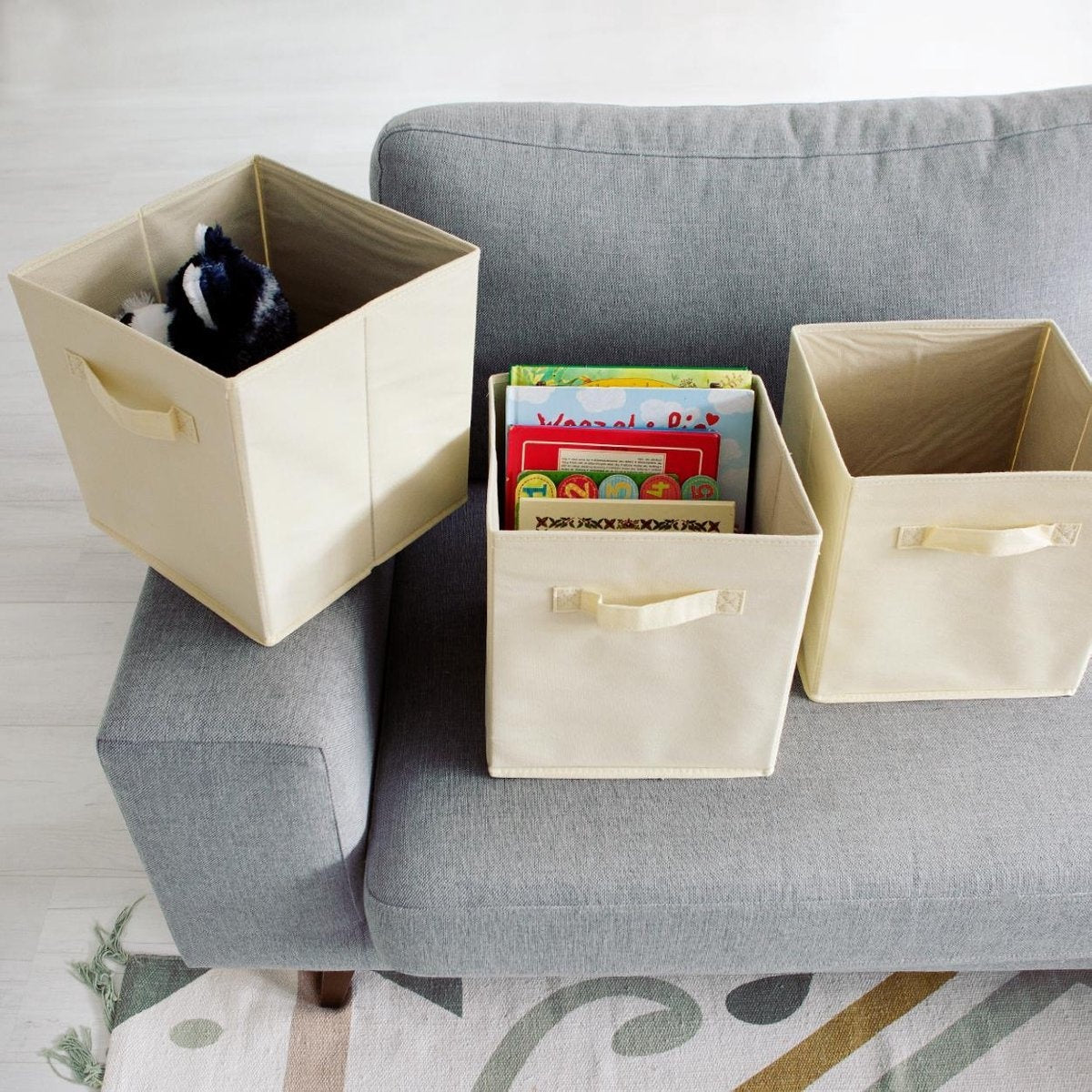 LifeGoods Organiseurs de placards - 6 pièces - 20L - Textile - Beige